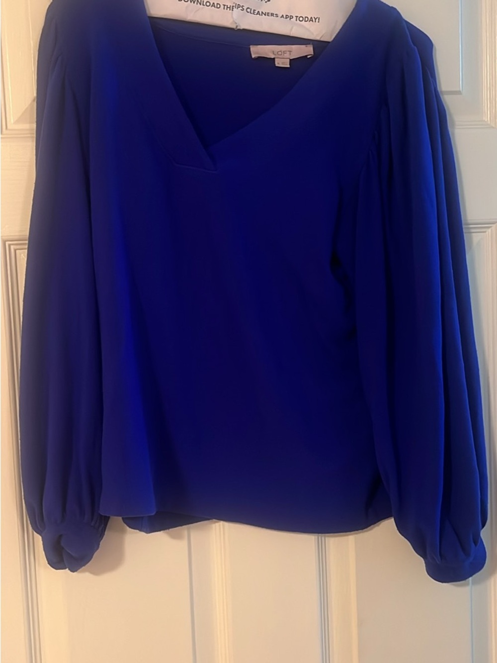 LOFT Cobalt Blue V-Neck Long-Sleeve Blouse